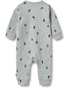 Organic Cotton Romper with Penguins - Wheat