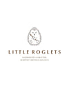 Logo for Little Roglets with decorative text and design elements on a white background