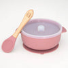 Silicone Baby Bowl & Spoon - Green/Blue/Pink - Green Island