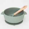 Silicone Baby Bowl & Spoon - Green/Blue/Pink - Green Island