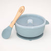 Silicone Baby Bowl & Spoon - Green/Blue/Pink - Green Island