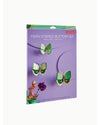 Packaging of fern striped butterflies wall art set on a purple background