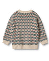 Jacquard Harlow Knitted Green/Red Jumper - Wheat