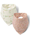 2 Bandanna Bibs - Floral Print - Wheat
