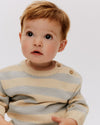 Beige & Blue Striped Knitted Morgan Jumper - Wheat