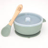 Silicone Baby Bowl & Spoon - Green/Blue/Pink - Green Island