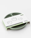 Green silicone sand timer with packaging on a white background