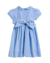 Blue checkered dress with a bow tie on a white background