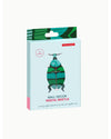 Packaging of wall decor with a weevil beetle design on a light blue background