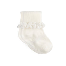  Frilly Non-Slip Stay-On Baby and Toddler Socks - Pearl White - The Little Sock Company