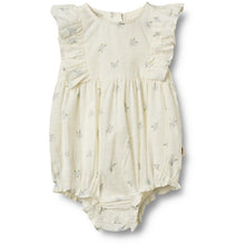  Ruffled Sleeve, Cream with Floral Print Romper - Wheat