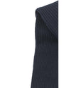 Dark blue ribbed knit sleeve on a white background