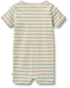 Striped baby romper on a white background