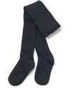 Pair of navy blue knee-high socks on a white background