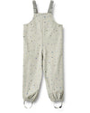 Children's overalls with a subtle pattern on a white background