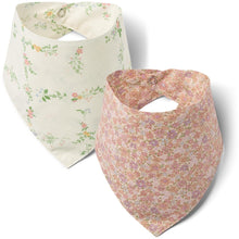  2 Bandanna Bibs - Floral Print - Wheat