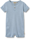 Alfred Short Sleeve Organic Cotton Jumpsuit - Striped Baby Jumpsuit - Wheat
