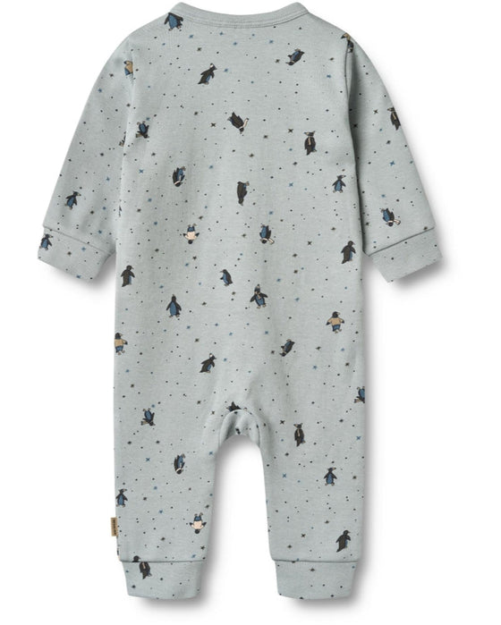 Organic Cotton Romper with Penguins - Wheat