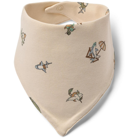 2 pack of Bandana bibs - Blue Stripes and Ocean Print - Wheat