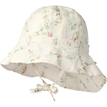  Girls Floral Sunhat with Chin Tie - Wheat