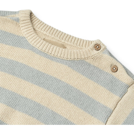 Light Knitted Blue Stripped Morgan Jumper - Wheat
