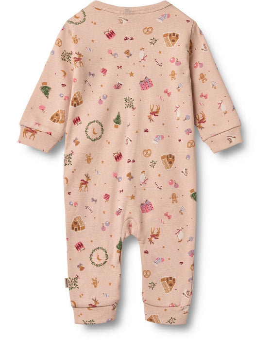Organic Cotton Christmas Sleepsuit – Festive Baby Pyjamas - Wheat