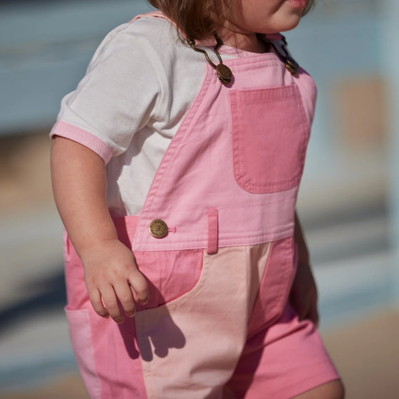 Tonal Colour Block Shorts - Pink - Dotty Dungarees