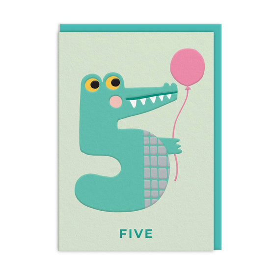 Age 5 Crocodile Birthday Card - Ohh Deer