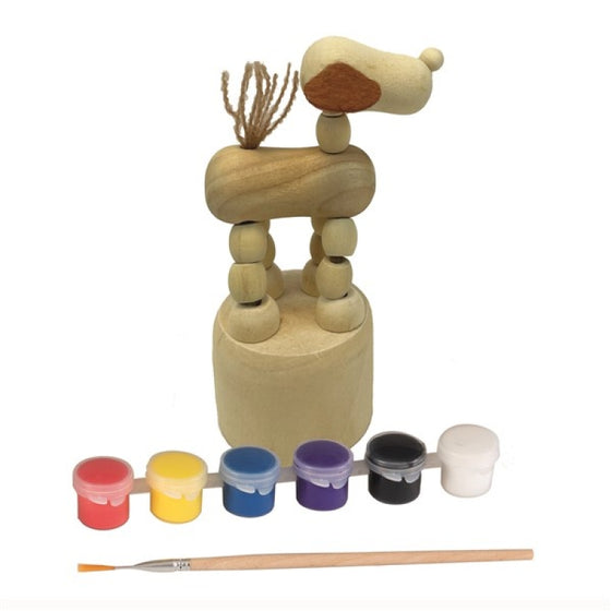 Wooden Push Up Dog To Paint - Egmont Toys
