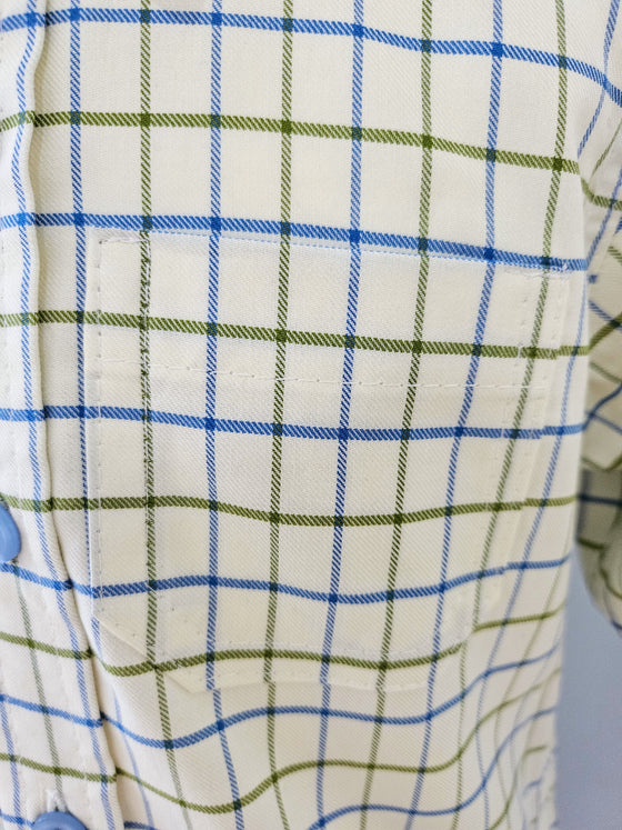 Ruth Lednik Olive and Blue Classic Checked shirt