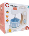 Toy cake mixer packaging with 'mentari' branding on a white background