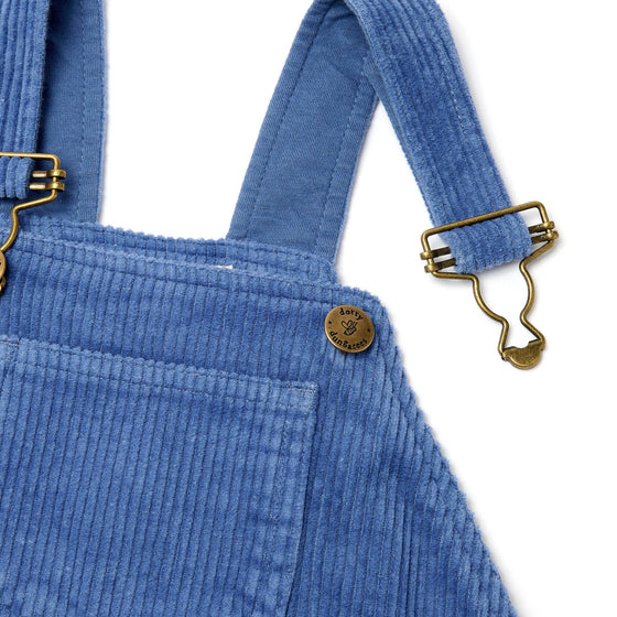 Petrol Blue Chunky Cord Dungarees - Dotty Dungarees