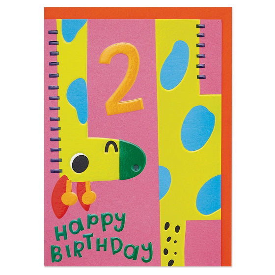 Age 2 Birthday Card – Giraffe by Raspberry Blossom