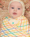 Rainbow Check Large Muslin Swaddle Blanket - Organic Cotton - The Bonnie Mob