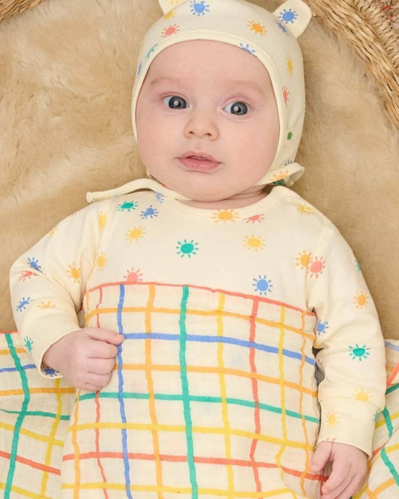 Rainbow Check Large Muslin Swaddle Blanket - Organic Cotton - The Bonnie Mob