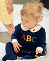 The Little Learners Romper Navy - Knitted Pima Cotton - The Blue Zebra
