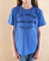 Ice Cream Appreciation Society Kids T-Shirt - Blue Organic Cotton Tee - Alphabet Bags