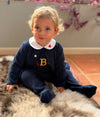 ABC Embroidered Pima Cotton Baby Cardigan - Navy - The Little Learners Collection - The Blue Zebra