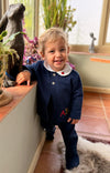 ABC Embroidered Pima Cotton Baby Cardigan - Navy - The Little Learners Collection - The Blue Zebra