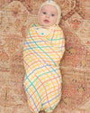 Rainbow Check Large Muslin Swaddle Blanket - Organic Cotton - The Bonnie Mob