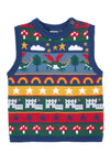 Colorful children's sleeveless sweater vest with patterns on a white background