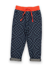  Checkered pants with red drawstring on a white background
