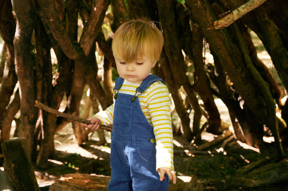 Petrol Blue Chunky Cord Dungarees - Dotty Dungarees