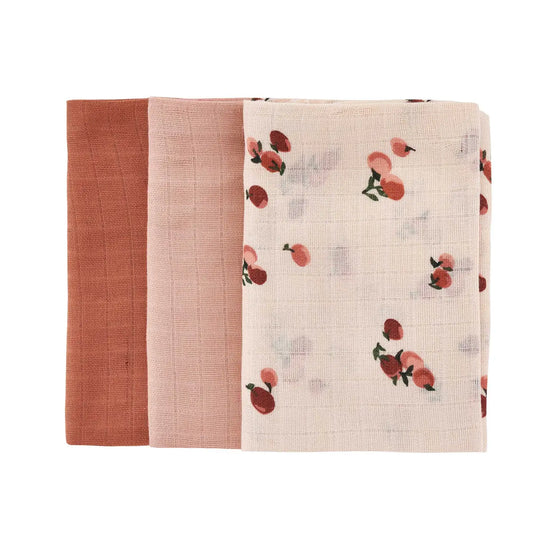 Organic Baby Muslin Squares Set of 3 - Peaches - Organic Cotton - Avery Row