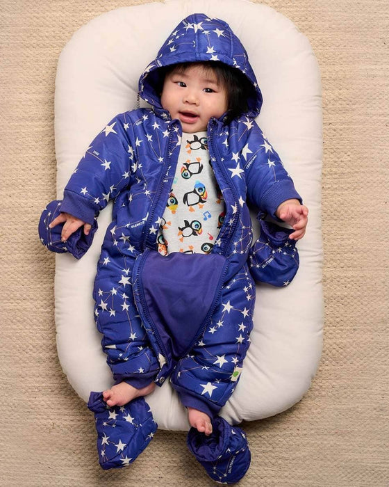 Bute Navy Constellation Baby Snowsuit – Recycled Eco Outerwear -The Bonnie Mob