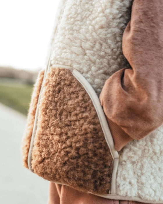 Woollen Bodywarmer - Ovi Beige - Kids Zip Gilet with Ears - 100% Sheep’s Wool – We Are Wovens