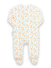 Baby onesie with giraffe pattern on a white background