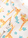 Children's jacket with a colorful giraffe pattern on a white background
