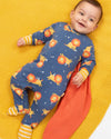 Lion & Mouse Organic Cotton Baby Sleepsuit - Kite