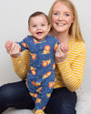 Lion & Mouse Organic Cotton Baby Sleepsuit - Kite